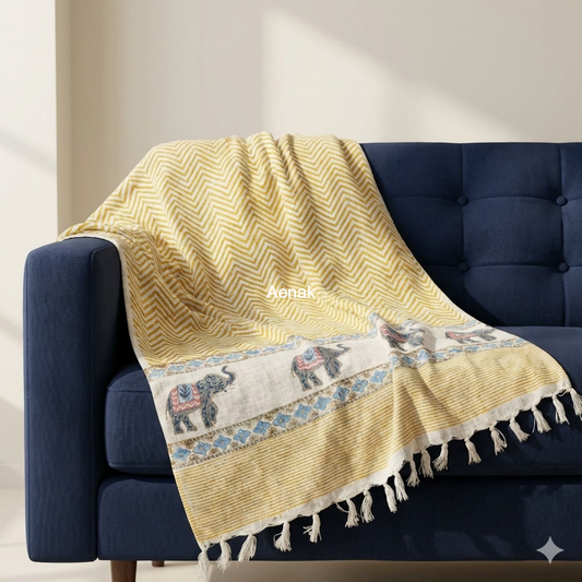Handblock Jute Cotton Dhurries