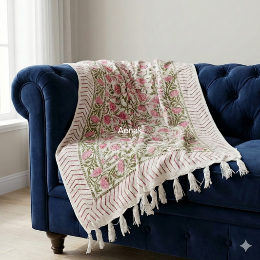 Handblock Printed Jute Cotton Dhurries