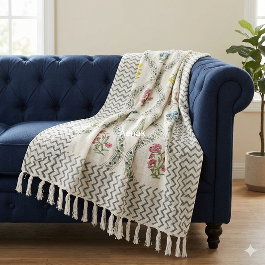 Handblock Printed Jute Cotton Dhurries