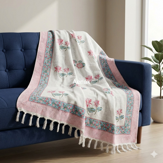 Handblock Printed Jute Cotton Dhurries