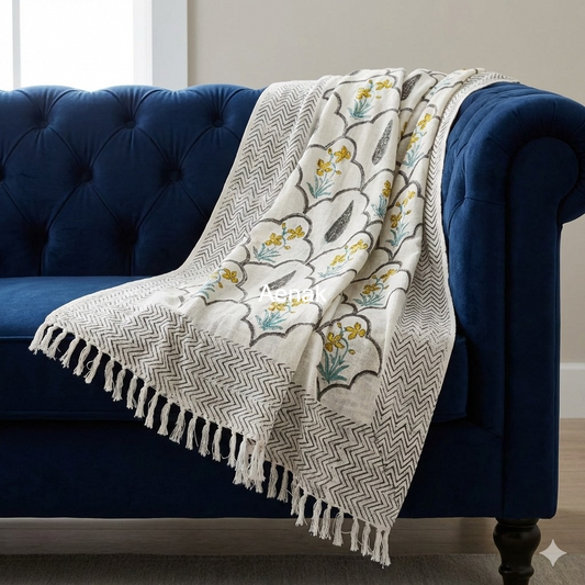 Handblock Printed Jute Cotton Dhurries