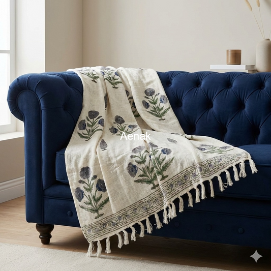 Handblock Printed Jute Cotton Dhurries