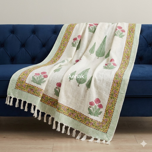 Handblock Printed Jute Cotton Dhurries