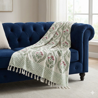 Handblock Printed Jute Cotton Dhurries