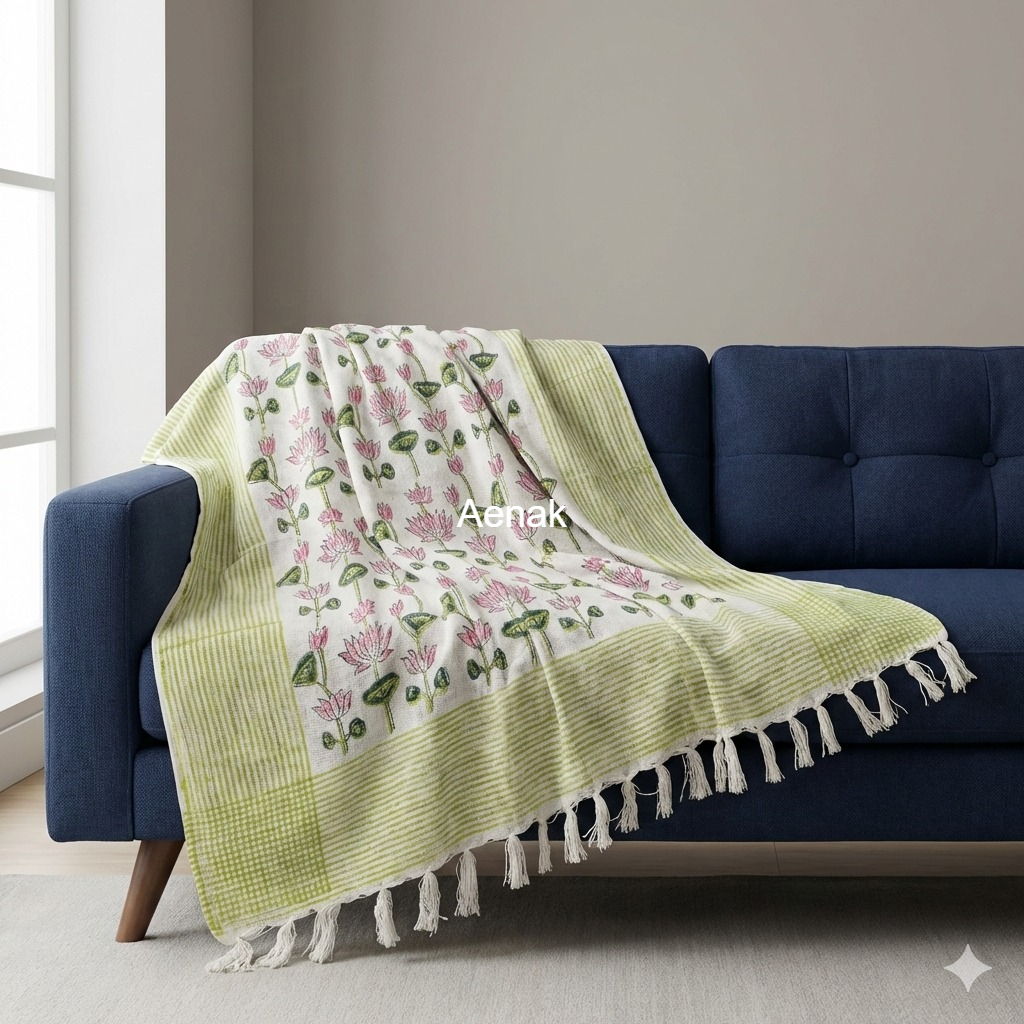 Handblock Printed Jute Cotton Dhurries