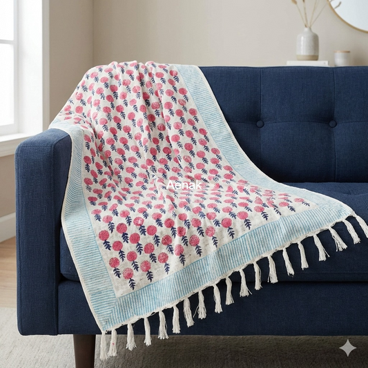 Handblock Printed Jute Cotton Dhurries