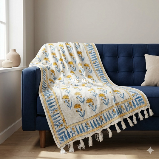 Handblock Printed Jute Cotton Dhurries