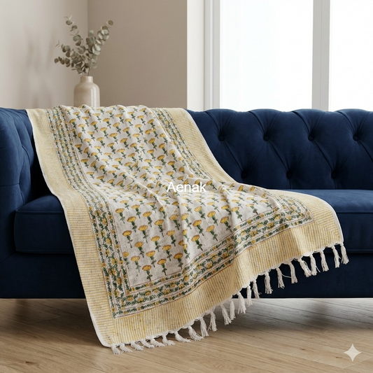 Handblock Jute Cotton Dhurries