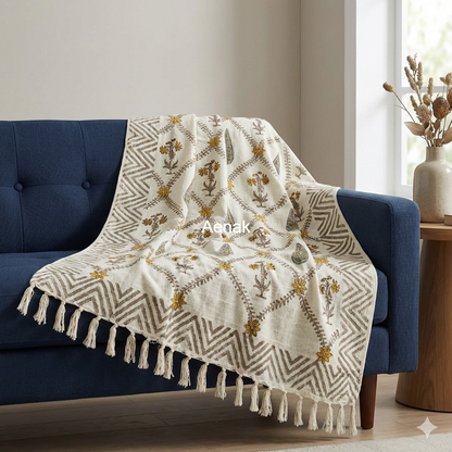 Handblock Jute Cotton Dhurries