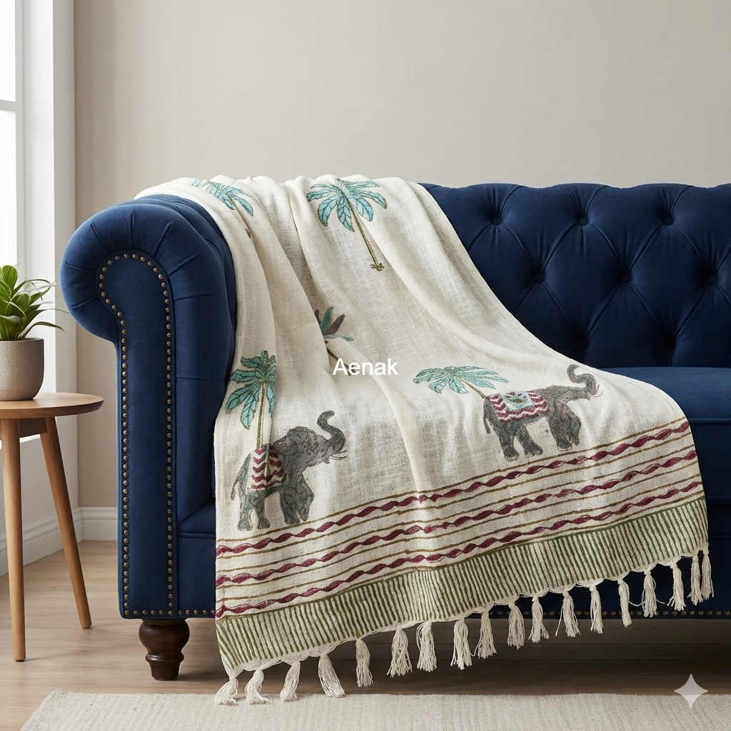 Handblock Jute Cotton Dhurries