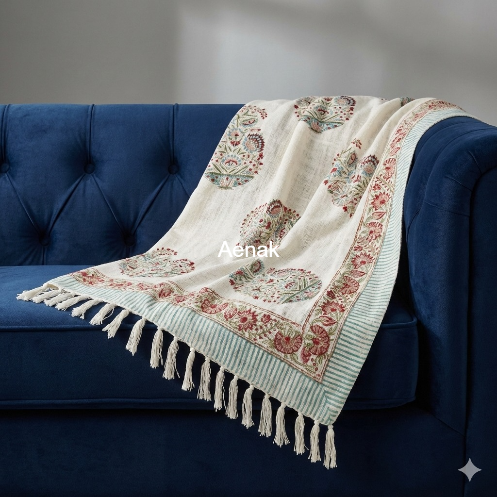 Handblock Jute Cotton Dhurries