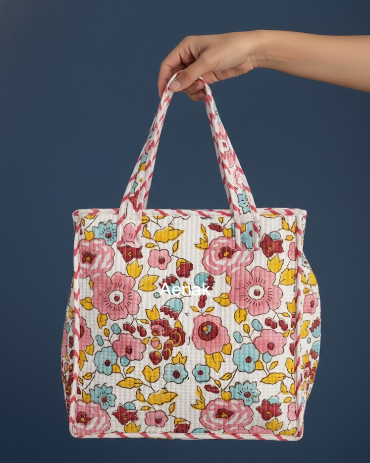 Petal Soft Handblock Lunch Bag