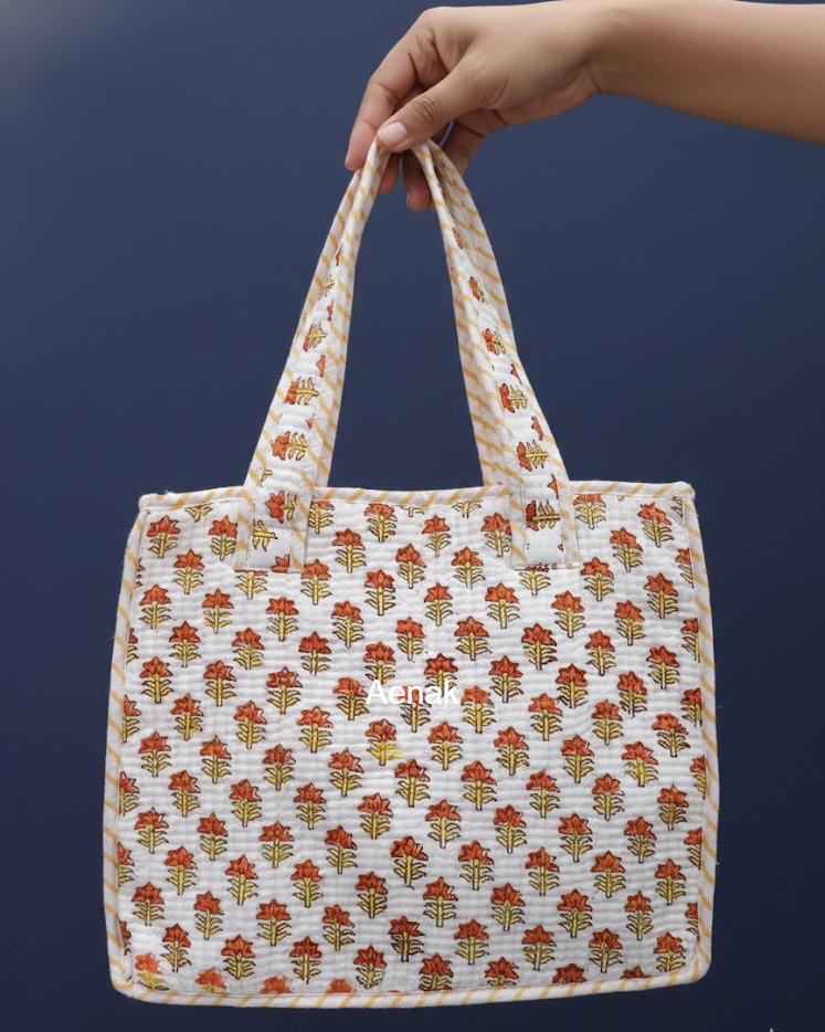 Daily Flora Handblock Lunch Bag