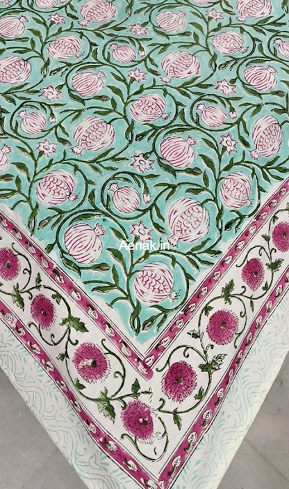 Pink Anaar Handblock Table Cover