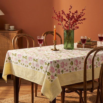 Pichwai Lotus Handblock Table Cover