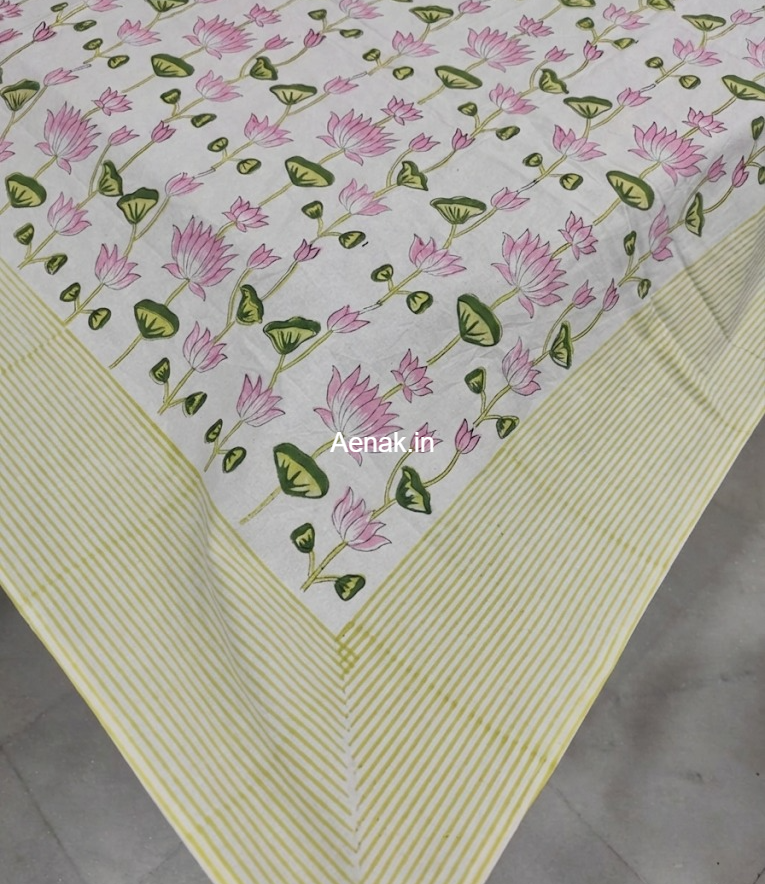 Pichwai Lotus Handblock Table Cover
