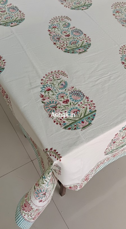 Pink Kairi Handblock Table Cover