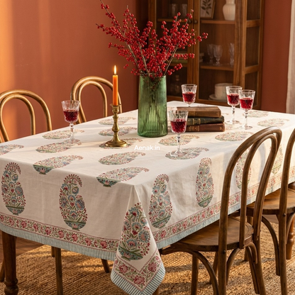 Pink Kairi Handblock Table Cover