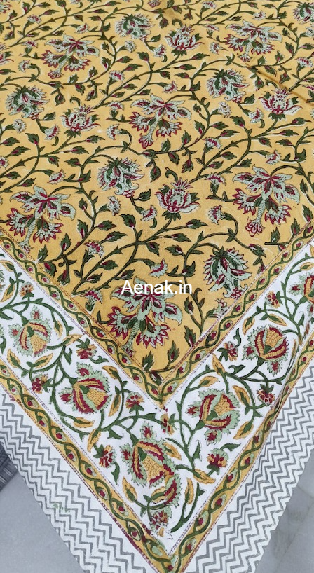 Heritage Yellow Handblock Table Cover