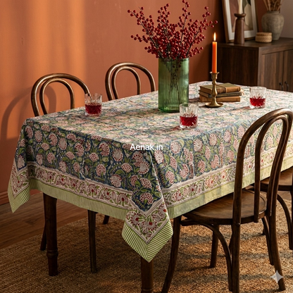 Blue Garden Handblock Table Cover