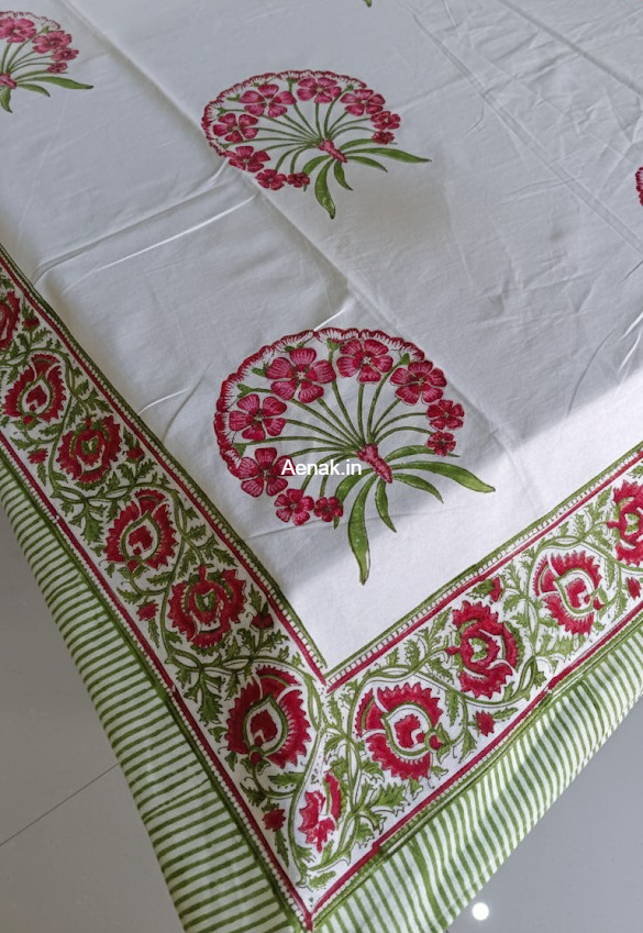 Magenta Phool Bhoota Handblock Table Cover