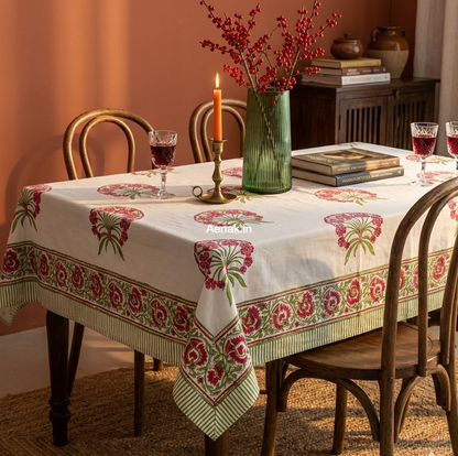 Magenta Phool Bhoota Handblock Table Cover
