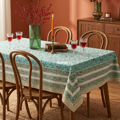 Gulab Jaal Handblock Table Cover