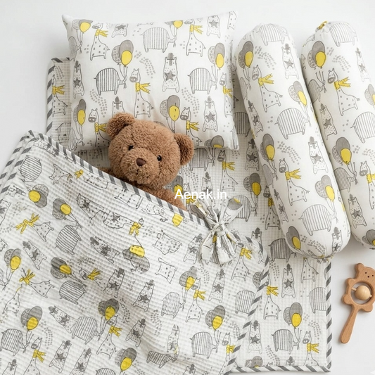 Grey & Yellow Balloon's Newborn Baby Kit Set