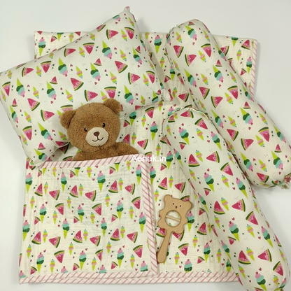 Pink Watermelon Handblock Newborn Baby Kit Set