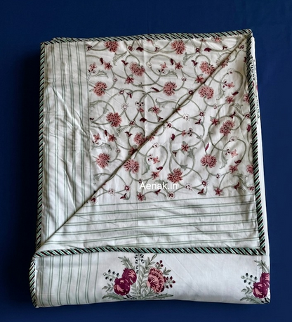 Kashmiri Boota Handblock Bedsheet + Dohar Combo Set