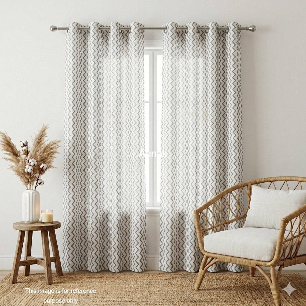 Black & White Zigzag Handblock Curtains